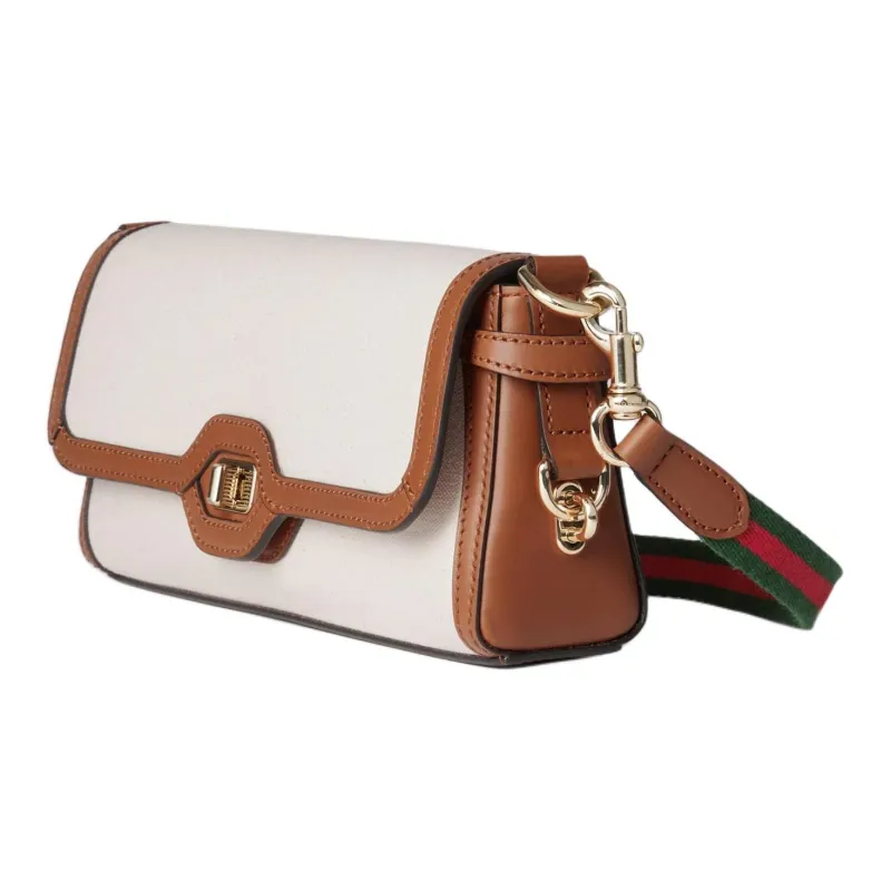 GUCCI Canvas With Leather Trim Handbag Shoulder Bag Unisex White-1