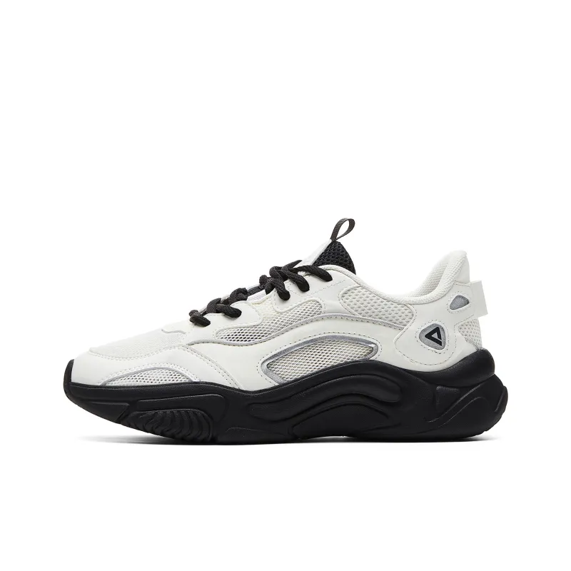 PEAK Shock Absorbers Slip Resistant, Abrasion Resistant, Breathable Low Top Casual Shoes Women's Ecru Black-0