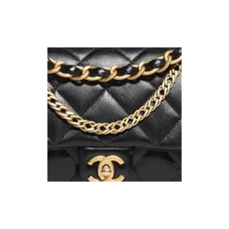 CHANEL Lambskin Flap Bag, Handbag, Shoulder Bag, Crossbody Bag Trumpets Women's Black-4