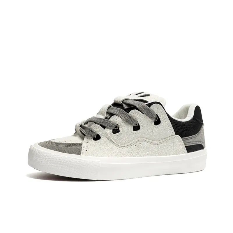 Medd Skateboard Shoes Unisex Low Top White Plaid/White Gray/Black-8