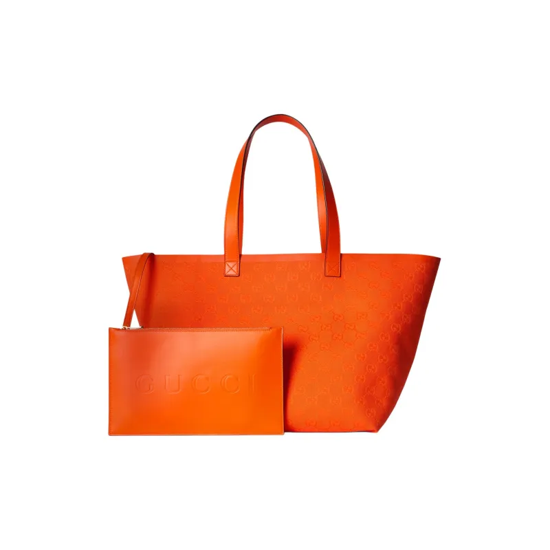 GUCCI Canvas Tote Bag Shopping Bag Handbag Medium Size Unisex Orange-7