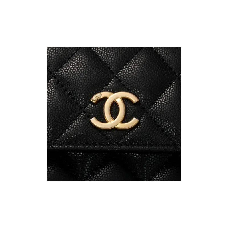 CHANEL Litchi Grain Cow Leather Flap Bag, Envelope Bag, Shoulder Bag, Crossbody Bag Women's Black-4