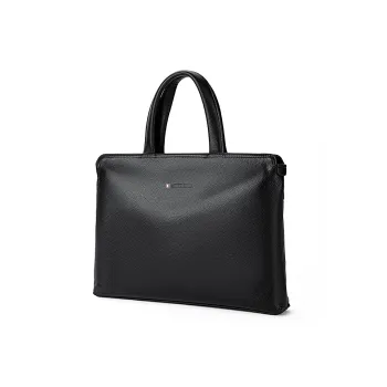 Old Man's Head Top Grain Cow Leather Briefcases Men's Black