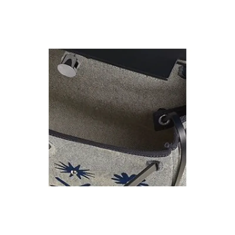 HERMES Canvas Tote Bag Shopping Bag Handbag Women's Blue & Gray-3