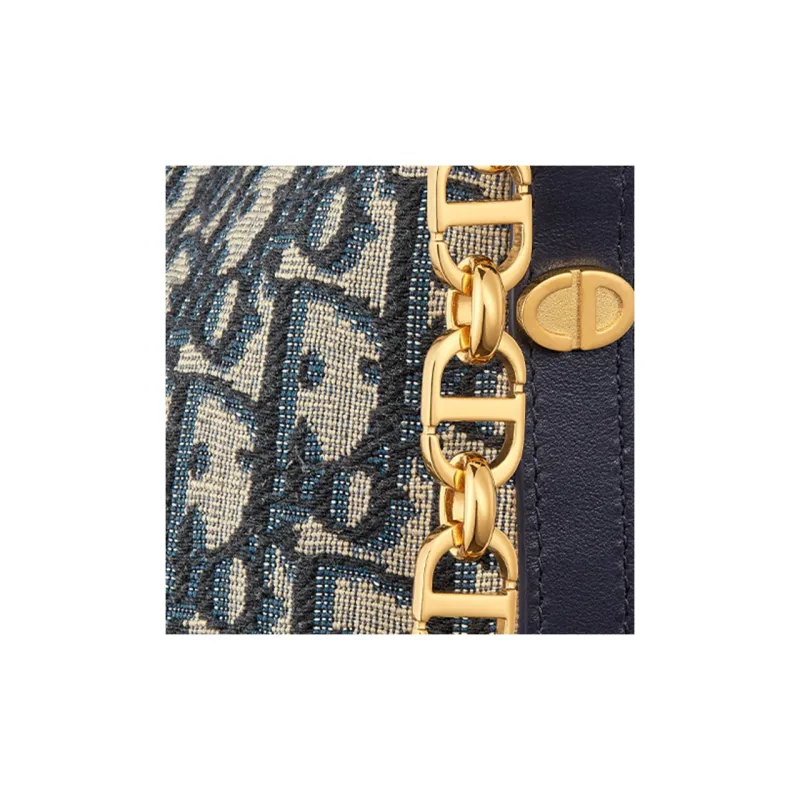 DIOR Jacquard Fabric Handbag Shoulder Bag Women's Blue-5