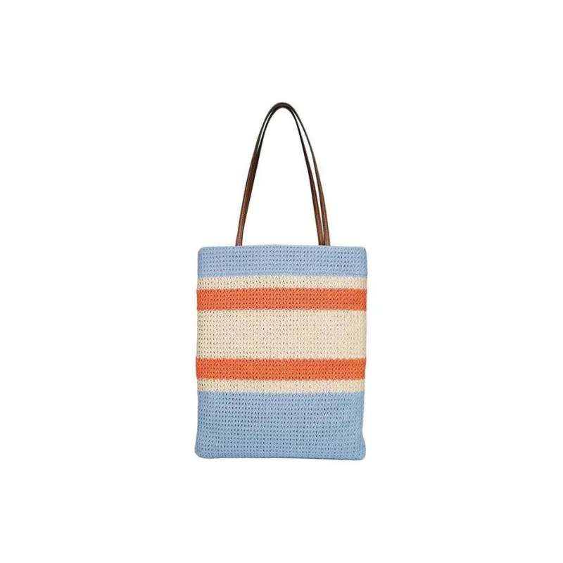 MIU MIU Straw And Wicker One Shoulder Handbag Women's Blue & Multicolor-2