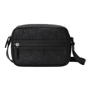 GUCCI Rubber Leather Shoulder Bag, Crossbody Bag Mini Men's Black