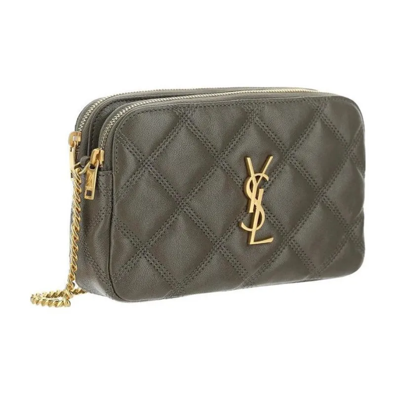 SAINT LAURENT BECKY Lambskin Camera Bag Handheld Crossbody Bag Shoulder Bag Women's Dark Gray Green-1