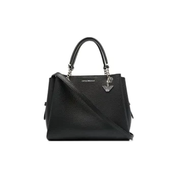 EMPORIO ARMANI Leather Tote Bag, Shopping Bag, Handbag Women's Black