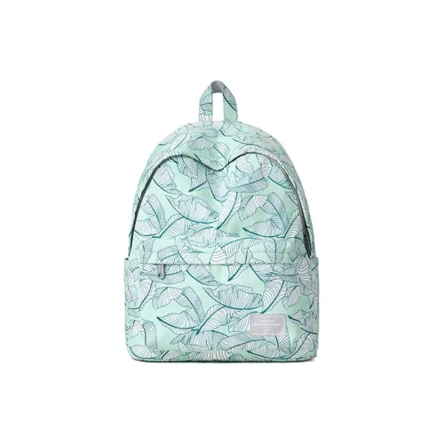 MR.ACE HOMME Polyester Backpack For Middle And High School Students Casual Travel Backpack Unisex Turquoise Leaf Green