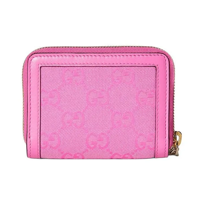 GUCCI Canvas With Leather Wallet Mini Unisex Pink-3