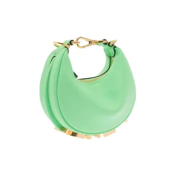 FENDI Fendigraphy Cow Leather Crescent Bag Handbag Wrist Bag Extra Mini Women's Green