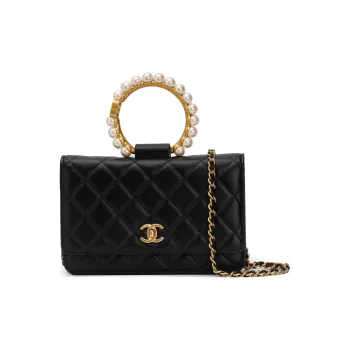 CHANEL Sheepskin Wallet, Handbag, Shoulder Bag, Crossbody Bag Women's Black