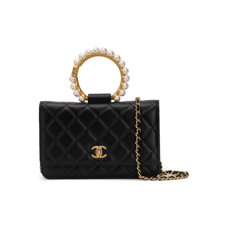 CHANEL Sheepskin Wallet, Handbag, Shoulder Bag, Crossbody Bag Women's Black-0