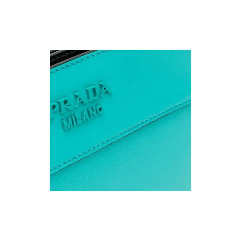 PRADA Calfskin Tote Bag Shopping Bag Portable Crossbody Bag Shoulder Bag Small Size Women's Jade Blue-3