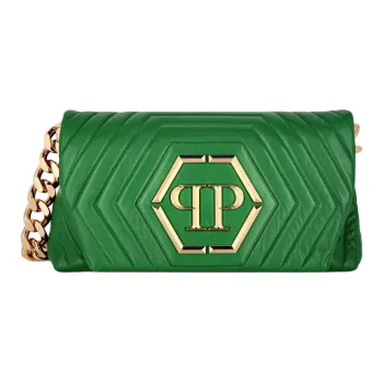 PHILIPP PLEIN Nappa Sheepskin Handbag Shoulder Bag Small Size Women's Green