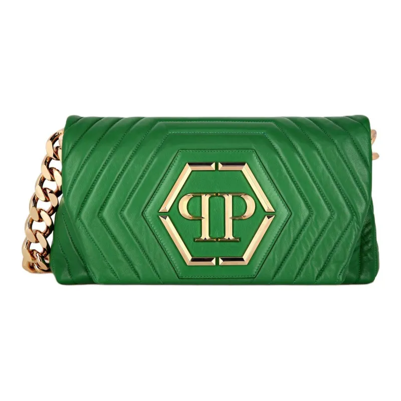 PHILIPP PLEIN Nappa Sheepskin Handbag Shoulder Bag Small Size Women's Green-0