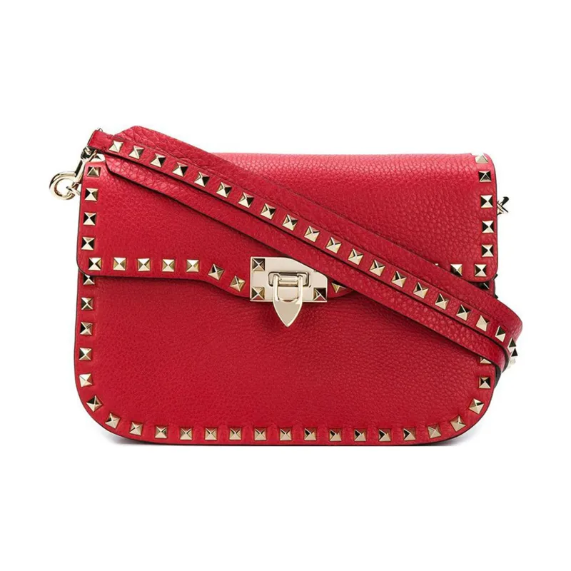 Valentino Cow Leather Crossbody Bag Shoulder Bag Women's Red-0