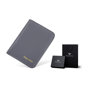 WilliamPOLO Cow Leather Wallet With Multiple Card Slots Card Holder Regular Women's Gray