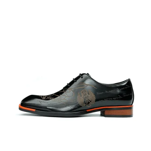ASTON M.JAZZ Dress Shoes Men Low Top Black/Polished Brown