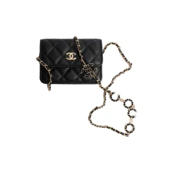 CHANEL 21B Fall Grain Embossed Calfskin Shoulder Bag, Crossbody Bag Women's Black