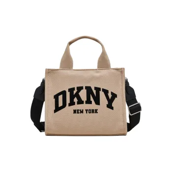 DKNY 100% Cotton Tote Bag Shopping Bag Shoulder Bag Crossbody Bag Handbag Small Size Women's Light Brown