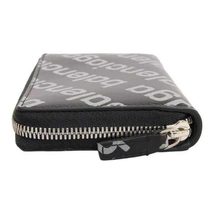 Balenciaga Leather Card Holder, Coin Purse Men's Black-3