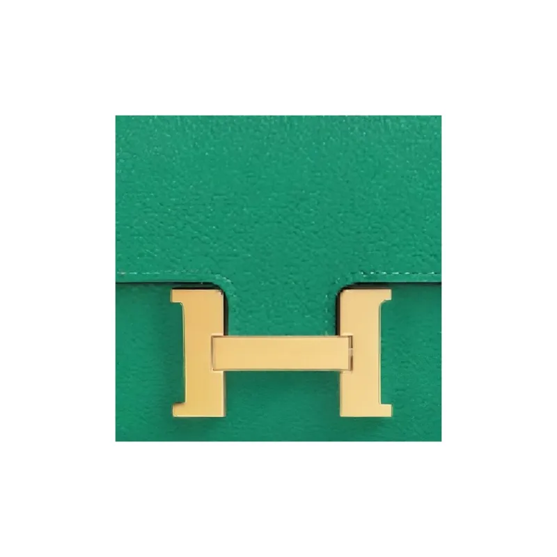 HERMES Constance Slim Evercolor Calfskin Wallet Fanny Pack Women's U4 Vert Vertigo Dazzling Green & Velour Green-3