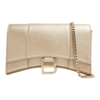 Balenciaga Hourglass Denim With Lambskin Hourglass Bag Shoulder Bag Crossbody Bag Wallet Regular Women's Gold