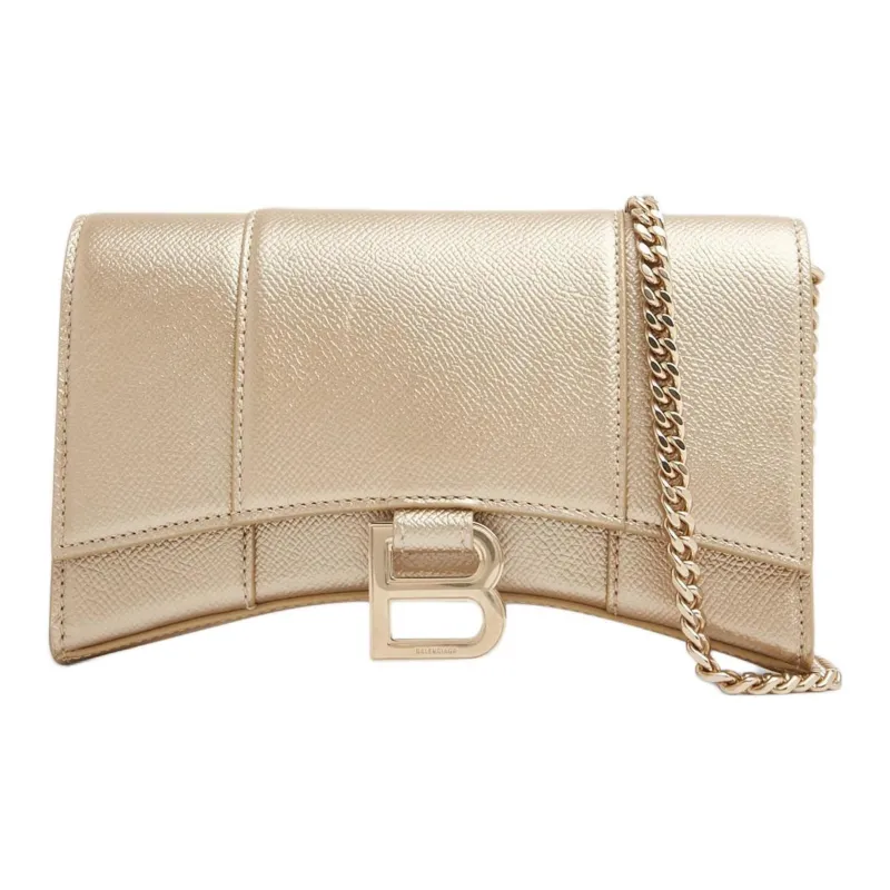 Balenciaga Hourglass Denim With Lambskin Hourglass Bag Shoulder Bag Crossbody Bag Wallet Regular Women's Gold-0