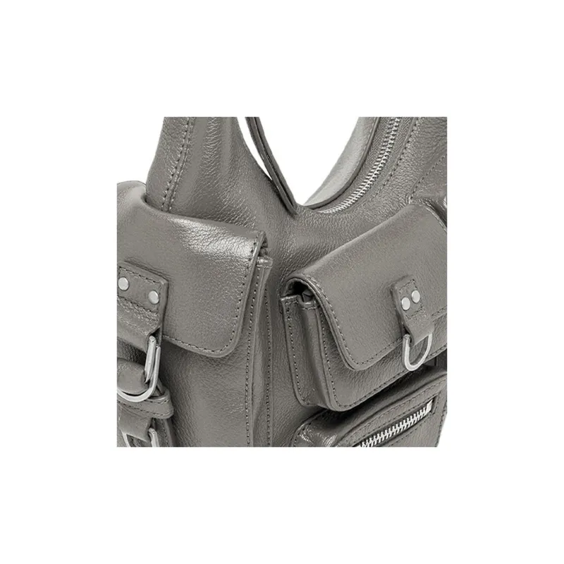 Blumarine Leather Handbag Shoulder Bag Small Size Women's Gray-3