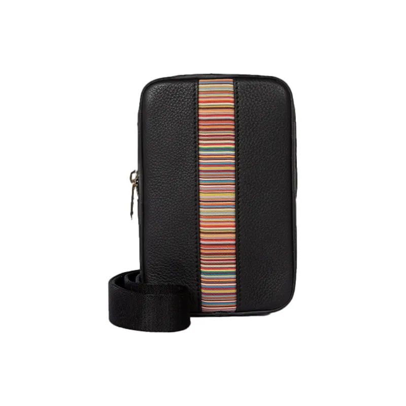 Paul Smith Cow Leather Crossbody Bag Small Size Men's Black-0