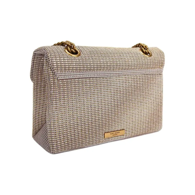 Kurt Geiger London Houndstooth Fabric Shoulder Bag Crossbody Bag Women's Beige-2