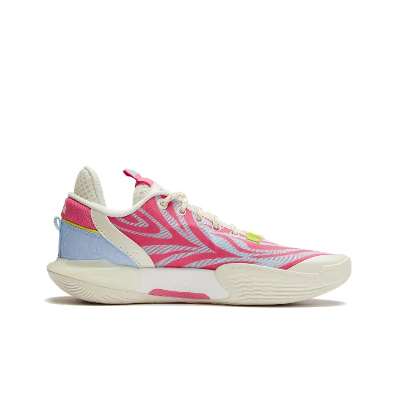 LiNing All City 12 Cushioning Anti Slip Wear Resistant Breathability Low Top Basketball Shoes Men's Pink Blue-1