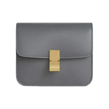 CELINE Classic Bo Polished Cow Leather Square Bag Crossbody Bag Shoulder Bag Women's Light Charcoal Gray