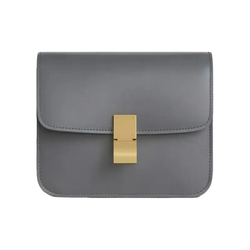 CELINE Classic Bo Polished Cow Leather Square Bag Crossbody Bag Shoulder Bag Women's Light Charcoal Gray-0