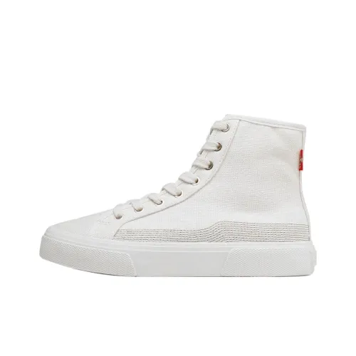 Levis Skateboard Shoes Women's High-Top Off White