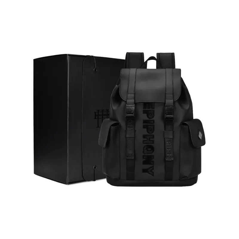 EPIPHQNY PU Backpack Laptop Bag Travel Bag Tubas Men's Black-8