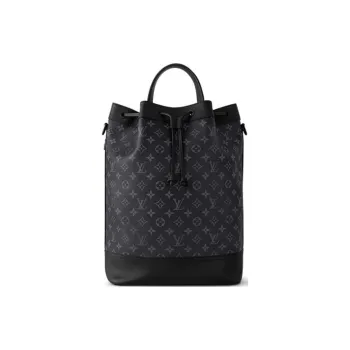 LOUIS VUITTON Canvas Coated Cow Leather Patchwork Trim Portable Crossbody Bag Shoulder Bag Men's Black