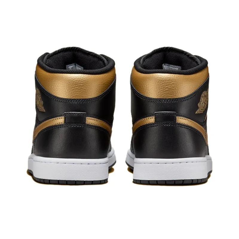 Jordan 1 Mid Black Metallic Gold-4