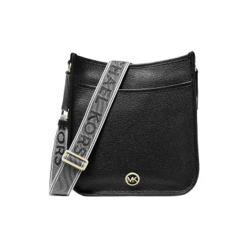 MICHAEL KORS Pebbled Leather Messenger Bag Handbag Shoulder Bag Crossbody Bag Large Size Women's Black