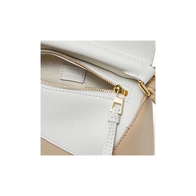 LOEWE Puzzle Cow Leather Crossbody Bag Shoulder Bag Mini Women's Soft White & Beige-6