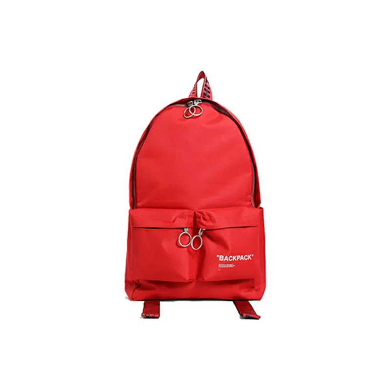 OFF WHITE Polyester Backpack Unisex Red-0