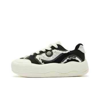 QIAODAN Dry Support Height Enhancement Low-Top Skateboard Shoes Women's Black White