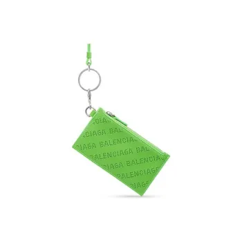 Balenciaga Cash Smooth Cow Leather Patchwork With Sheepskin Card Clip Card Holder Regular Women's Green