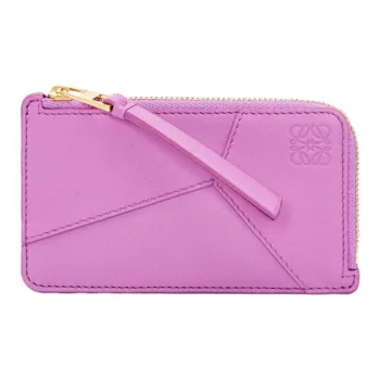 LOEWE Puzzle Calfskin Card Holder Women's Rock Rose