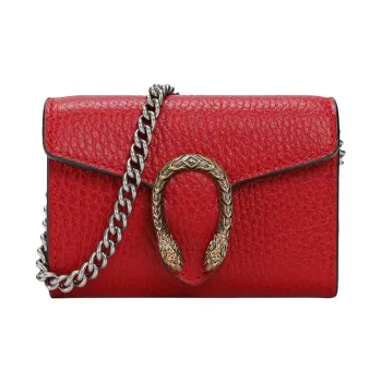 GUCCI Dionysus Cow Leather Chain Handbag Coin Purse Wallet Extra Mini Women's Red