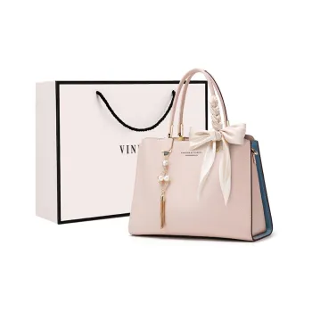 VINEY Cow Leather Handbag Crossbody Bag Shoulder Bag Mom Bag Large Size Women's Beige Apricot