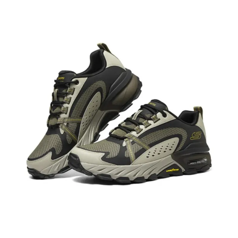 Skechers Max Protect Abrasion Resistant Breathable Low Top Outdoor Shoes Men's Brown Black-3