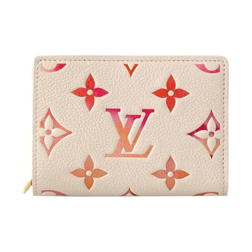 LOUIS VUITTON Sunrise Aquarelle Leather Wallet Women's Ivory White
